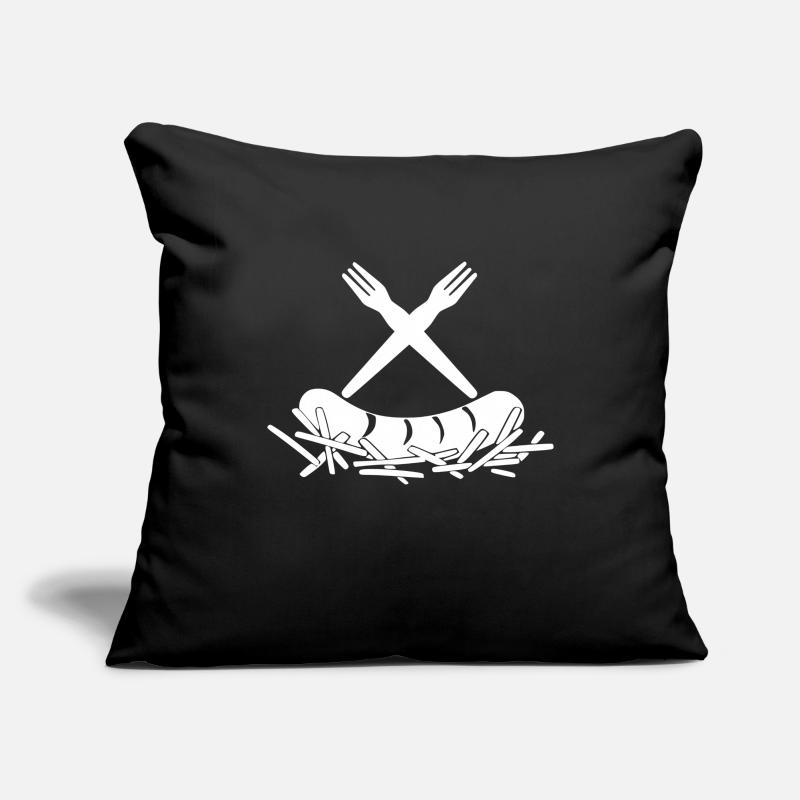 Frites Currywurst Fourchettes à frites Logo Housse de coussin décorative 45 x 45 cm