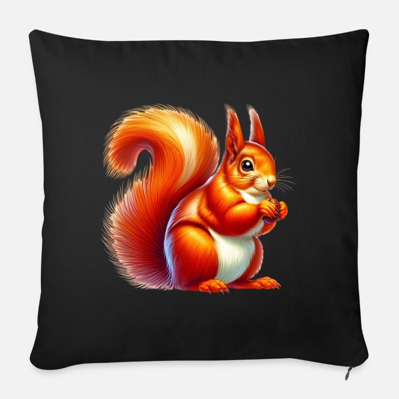 Eichhörnchen - Sofakissenbezug 45 x 45 cm - Schwarz