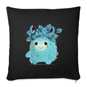 Cute Blueberry Monster – Fruity and Spiky - Sofa pillowcase 17,3'' x 17,3'' (45 x 45 cm) - black - Front