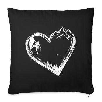 Grimpeur de cœur de montagne - Housse de coussin décorative 45 x 45 cm - noir - Devant