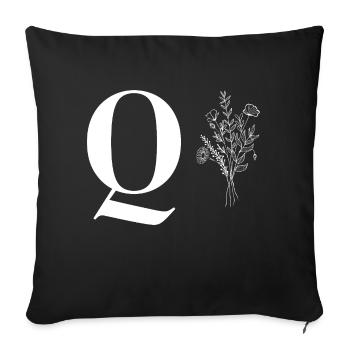 Lette q fleurs minimalistes - Housse de coussin décorative 45 x 45 cm - noir - Devant