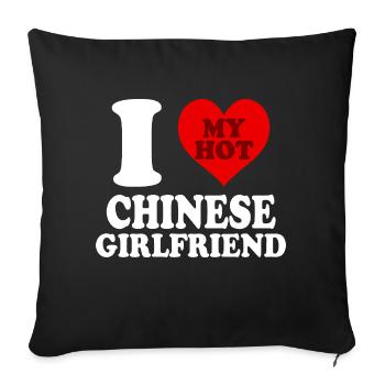 I Love My Chinese Girlfriend Funny Heart - Sofa pillowcase 17,3'' x 17,3'' (45 x 45 cm) - black - Front