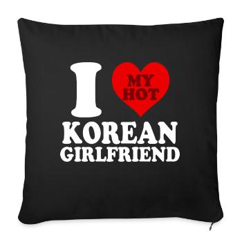 I Love My Korean Girlfriend Funny Heart - Sofa pillowcase 17,3'' x 17,3'' (45 x 45 cm) - black - Front