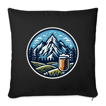 Mountain and Beer Nature Motif - Sofa pillowcase 17,3'' x 17,3'' (45 x 45 cm) - black - Front