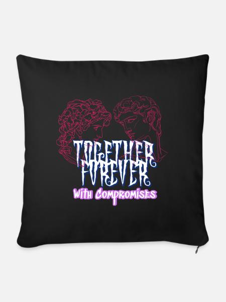 Liebe und Kompromisse - Romantische Kollektion für Paare - Sofakissenbezug 45 x 45 cm - Schwarz