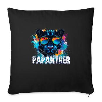 Panthère avec lunettes de soleil, illustration, graffiti - Housse de coussin décorative 45 x 45 cm - noir - Devant