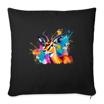 gazelle, illustration ,graffiti ,pink,colorful - Sofa pillowcase 17,3'' x 17,3'' (45 x 45 cm) - black - Front