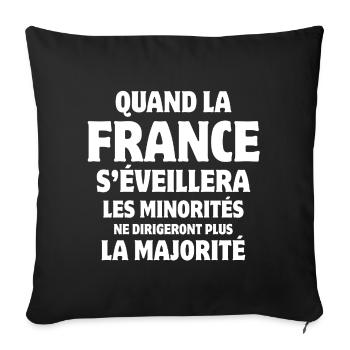 France, je suis Français, vive la France - Housse de coussin décorative 45 x 45 cm - noir - Devant