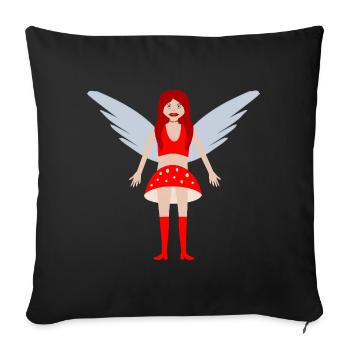 Fly Agaric Mushroom Fairy Fantasy Art - Sofa pillowcase 17,3'' x 17,3'' (45 x 45 cm) - black - Front