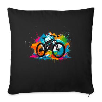 illustration,VTT,vélo de route,graffiti,coloré - Housse de coussin décorative 45 x 45 cm - noir - Devant