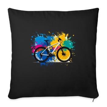 illustration,VTT,vélo de route,graffiti,coloré - Housse de coussin décorative 45 x 45 cm - noir - Devant