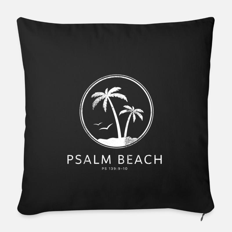 Psalmbeach (2) - Logo d’été Psaume 139 - Housse de coussin décorative 45 x 45 cm - noir