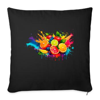 Fruit, illustration, graffiti ,Fruits - Sofa pillowcase 17,3'' x 17,3'' (45 x 45 cm) - black - Front