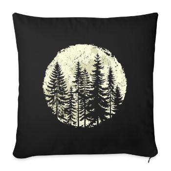 Night Forest Silhouette with Full Moon - Sofa pillowcase 17,3'' x 17,3'' (45 x 45 cm) - black - Front