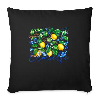 Amalfi, lemons, porcelain, ceramics, lemon - Sofa pillowcase 17,3'' x 17,3'' (45 x 45 cm) - black - Front