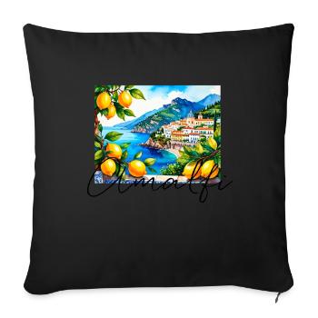 Amalfi, Lemons, Porcelain, Landscape, Lemon - Sofa pillowcase 17,3'' x 17,3'' (45 x 45 cm) - black - Front