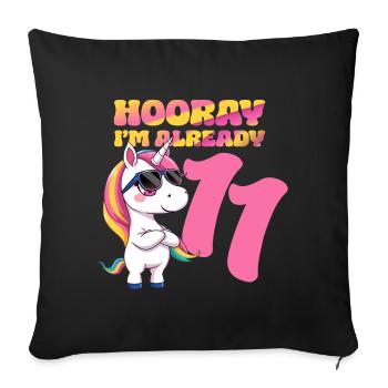 11 Jahre Mädchen Geburtstag Einhorn Motto Unicorn - Sofakissenbezug 45 x 45 cm - Schwarz - Vorne