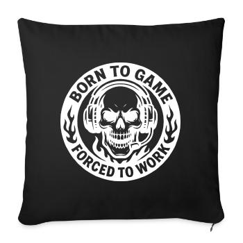 Skull with Headphones and Motivational Text - Sofa pillowcase 17,3'' x 17,3'' (45 x 45 cm) - black - Front