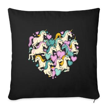 Unicorn Unicorns Heart Heart Shape Love Colorful Cute - Sofa pillowcase 17,3'' x 17,3'' (45 x 45 cm) - black - Front