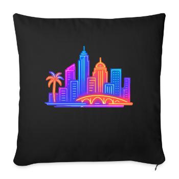 Skyline City City - Sofa pillowcase 17,3'' x 17,3'' (45 x 45 cm) - black - Front