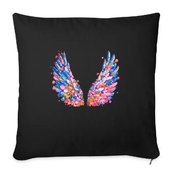 angel wings,feathers,colorful wings,graffiti - Sofa pillowcase 17,3'' x 17,3'' (45 x 45 cm) - black - Front