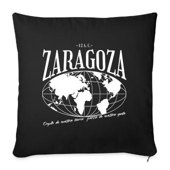 Carte du monde vintage design SARAGOSSE - Housse de coussin décorative 45 x 45 cm - noir - Devant