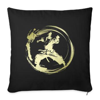 Karaté Silhouette Combattante - Housse de coussin décorative 45 x 45 cm - noir - Devant