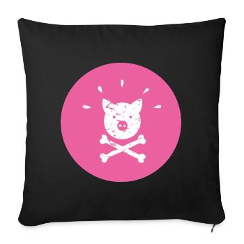 Jolly Roger Piggy Pirate Lucky Pig - Sofa pillowcase 17,3'' x 17,3'' (45 x 45 cm) - black - Front