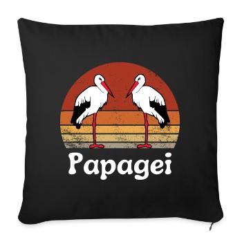 Papagei Vintage Vogel Retro - Sofakissenbezug 45 x 45 cm - Schwarz - Vorne