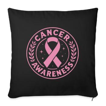Pink Cancer Awareness Ribbon - Sofa pillowcase 17,3'' x 17,3'' (45 x 45 cm) - black - Front