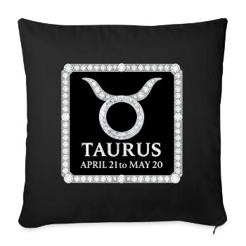 Signe du zodiaque Taureau - Housse de coussin décorative 45 x 45 cm - noir - Devant