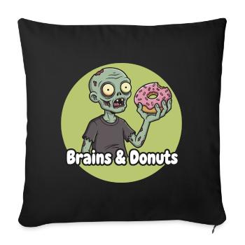 Zombie avec humour beignet - Housse de coussin décorative 45 x 45 cm - noir - Devant