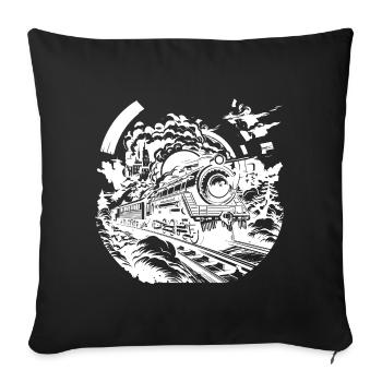 Croquis ferroviaire - Housse de coussin décorative 45 x 45 cm - noir - Devant