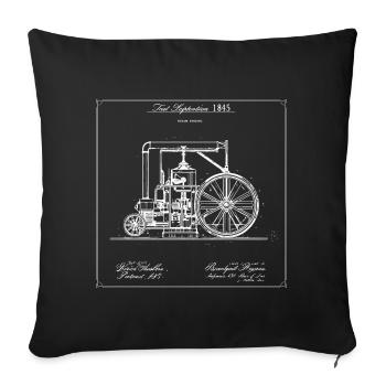 Vintage Steam Engine Blueprint - Sofa pillowcase 17,3'' x 17,3'' (45 x 45 cm) - black - Front