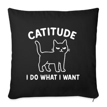 Catitude Dicton Chat - Housse de coussin décorative 45 x 45 cm - noir - Devant