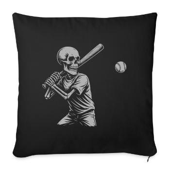 Frappe au baseball squelette - Housse de coussin décorative 45 x 45 cm - noir - Devant