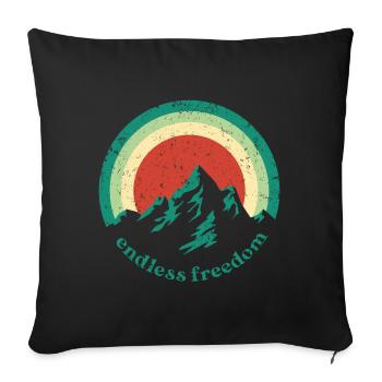 Endless Freedom Mountain Rainbow in retro design - Sofa pillowcase 17,3'' x 17,3'' (45 x 45 cm) - black - Front