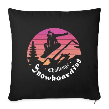 Snowboarder silhouette over mountain sunset - Sofa pillowcase 17,3'' x 17,3'' (45 x 45 cm) - black - Front