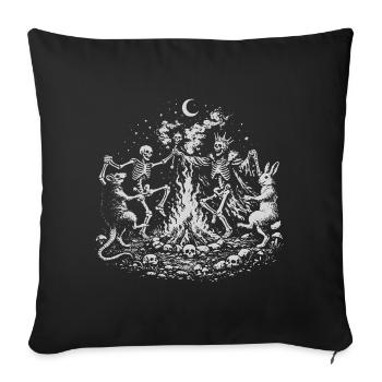 Squelette au clair de lune, roi, lapin nad ra Cercle de danse - Housse de coussin décorative 45 x 45 cm - noir - Devant