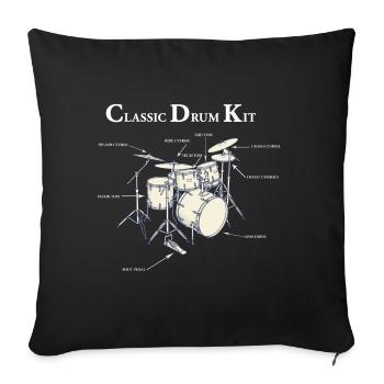 Diagramme Batterie Classique Vintage - Housse de coussin décorative 45 x 45 cm - noir - Devant