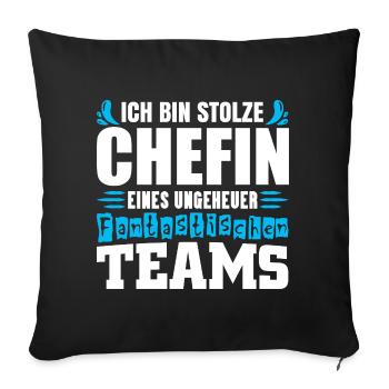 Patron fier Patron Madame Chef de département Chef d’équipe - Housse de coussin décorative 45 x 45 cm - noir - Devant