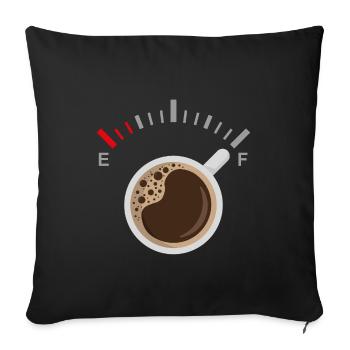 Vollgepumpt mit Kaffee - Sofakissenbezug 45 x 45 cm - Schwarz - Vorne