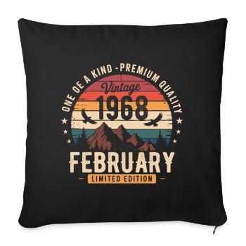 Février 1968 Anniversaire Vintage Février 1968 - Housse de coussin décorative 45 x 45 cm - noir - Devant