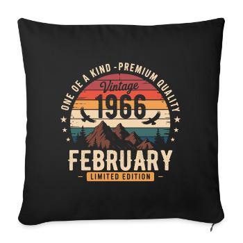 Februar 1966 Jahrgangstag Februar 1966 - Sofakissenbezug 45 x 45 cm - Schwarz - Vorne