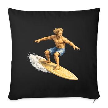 Surfer on wave in summer - Sofa pillowcase 17,3'' x 17,3'' (45 x 45 cm) - black - Front