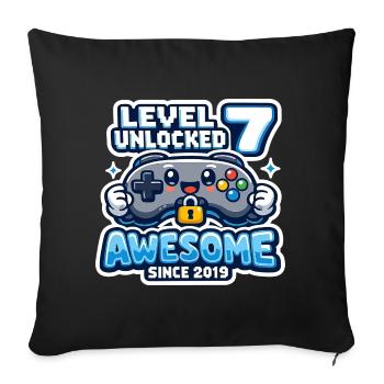 Level 7 Unlocked Awesome 2019 Birthday - Sofa pillowcase 17,3'' x 17,3'' (45 x 45 cm) - black - Front