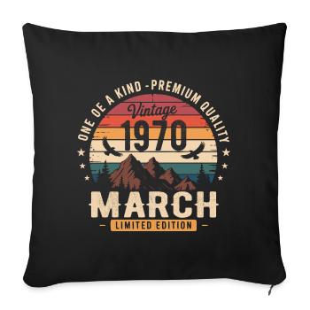 March 1970 56th Anniversary Gift March 1970 - Sofa pillowcase 17,3'' x 17,3'' (45 x 45 cm) - black - Front