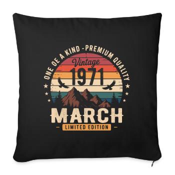 Mars 1971 Cadeau 55eme Anniversaire March 1971 - Housse de coussin décorative 45 x 45 cm - noir - Devant