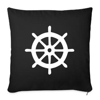 Steering Wheel, Ship, Boating, Sailing, Gift - Sofa pillowcase 17,3'' x 17,3'' (45 x 45 cm) - black - Front