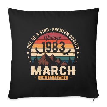 March 1983 43rd Anniversary Gift March 1983 - Sofa pillowcase 17,3'' x 17,3'' (45 x 45 cm) - black - Front